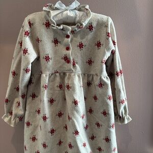 Zara Cream Dress with Red Floral Pattern